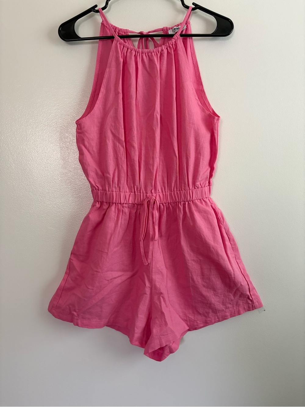 Ci Sono Dolly Pink Shorts Romper Linen Blend with Pockets Medium